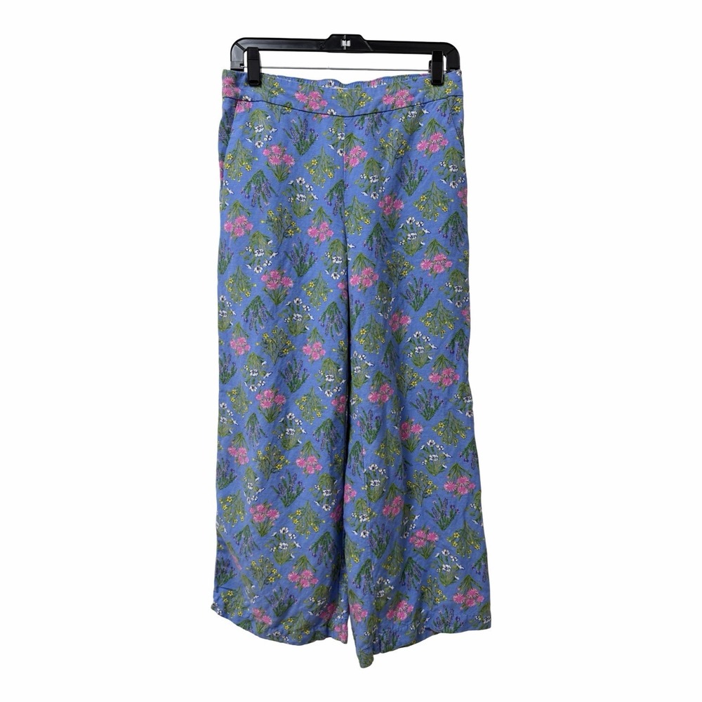 LOFT Womens Floral Linen Blend Wide Leg Pants Size SP Resort Wear Beach Vacay